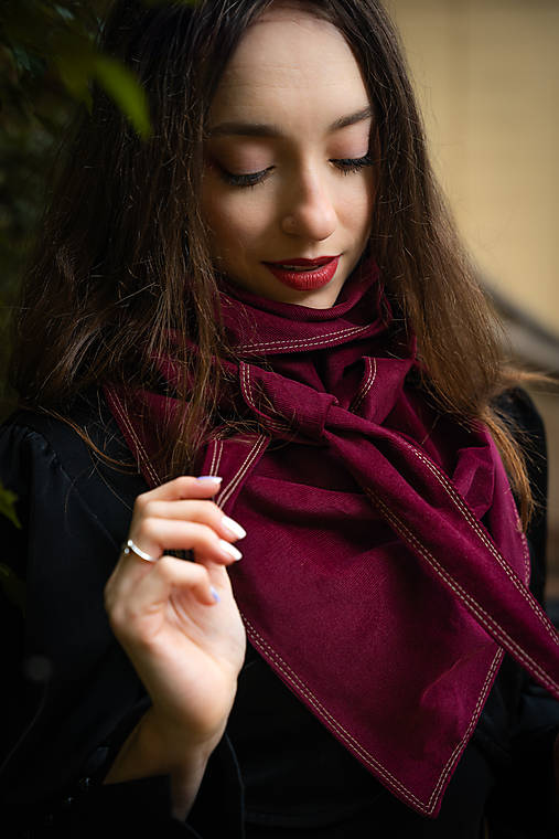 Šály a nákrčníky - PODZIMNÍ MANŠESTROVÝ NÁKRČNÍK - BORDÓ BEZ KNOFLÍKU - 17906425_