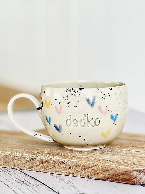 Farebné Srdiečka - šálka cappuccino dedko (200ml, s uškom)