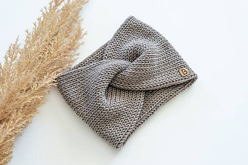 Čiapky, čelenky, klobúky - Čelenka zo 100% merino vlny - šedobéžová - 17906203_