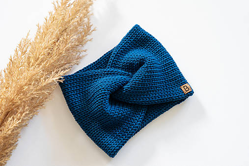 Čiapky, čelenky, klobúky - Čelenka zo 100% merino vlny - petrolejová - 17906338_