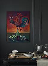 Obrazy - Fotoplátno "Kohút na víne" 60/80 cm - 17908624_