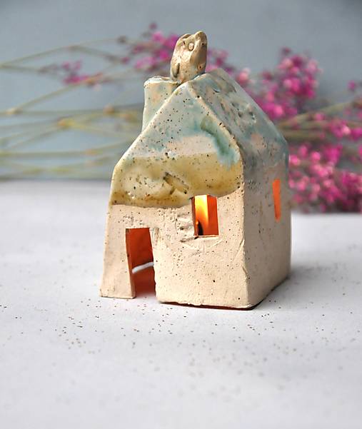 Svietidlá - Svietnik domček z kameniny - 17907000_