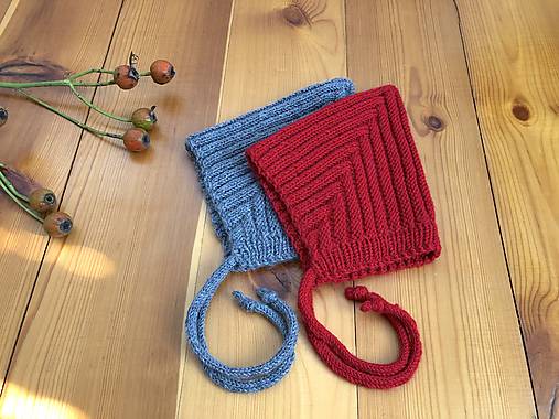 Detské čiapky - Pletená merino čiapočka pre bábätko-pixie-škriatok-novorodenec-6mesiacov - 17906790_