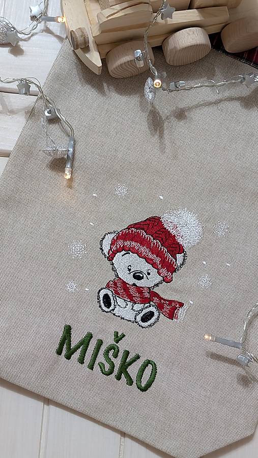 Úžitkový textil - Mikulášske vrecko s menom  (macko) - 17908020_