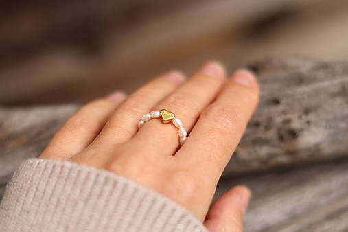 Perlový prsteň srdiečko