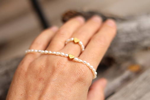 Perlový prsteň srdiečko