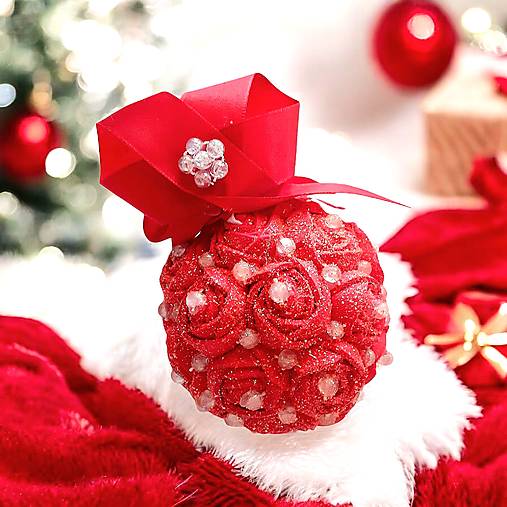 Dekorácie - Vianočná guľa -ruža - 17910956_