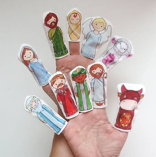 MINI pršteková maňuška - sada Betlehem - komplet sada aj so zvieratkami