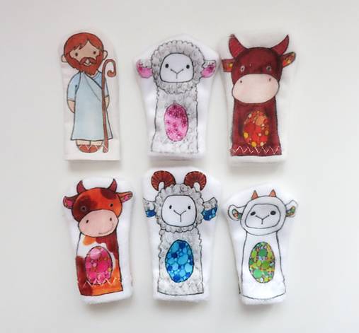 MINI pršteková maňuška - sada Betlehem - komplet sada aj so zvieratkami