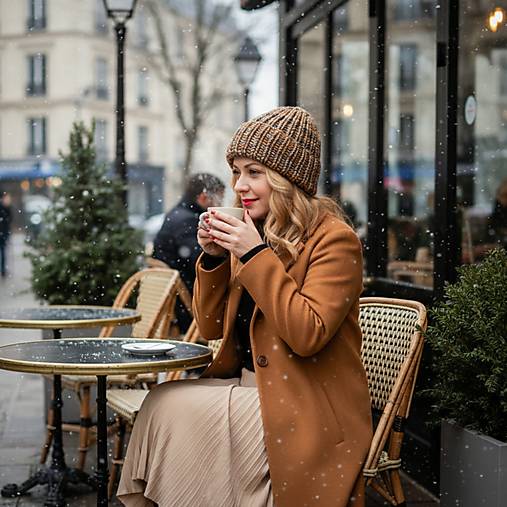 Čiapky, čelenky, klobúky - CHUNKY exclusive merino čiapka (karamelovosivá) - 17910144_