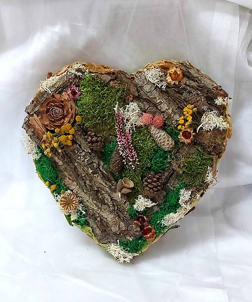 Dekorácie - srdiečko z prírodných materiálov - prírodný dotyk - 17911004_