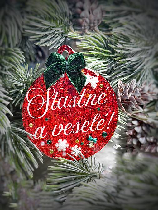 Dekorácie - Vianočná ozdoba na stromček s nápisom (Červená) - 17909752_
