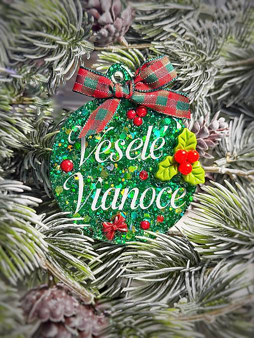 Dekorácie - Vianočná ozdoba na stromček s nápisom (Zelená) - 17909756_