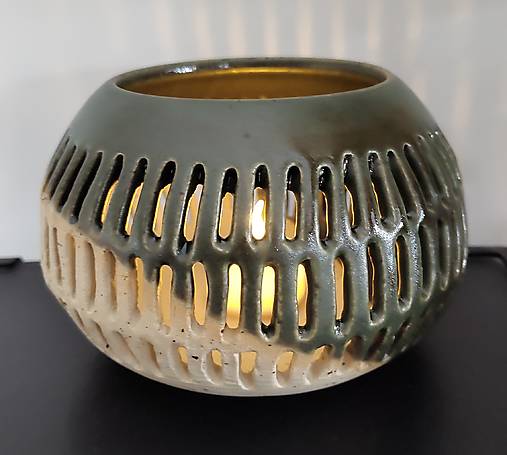 Svietidlá - Keramický svietnik zelený - 17909178_