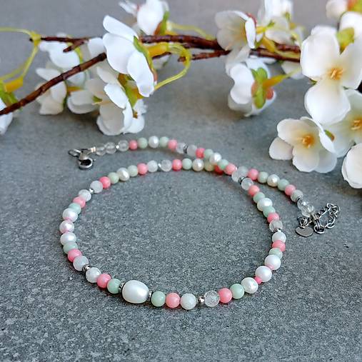 Náhrdelníky - Aqua Pearls choker - 17912707_