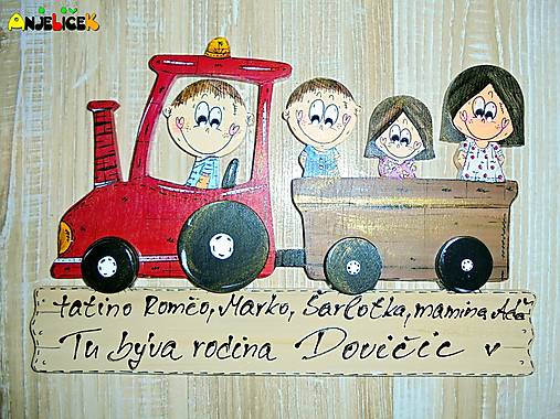 Tabuľky - Menovka - rodinka na traktore - 17912644_