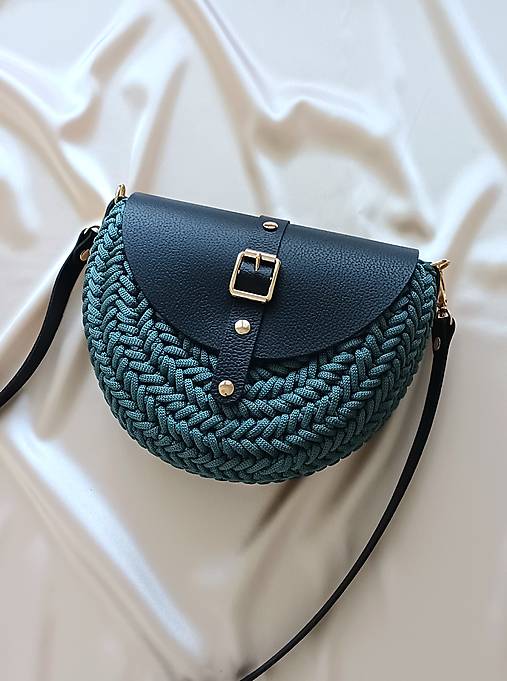 Kabelky - Kabelka šalvia/koža - 17913799_