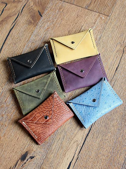 Peňaženky - Kožená mini peňaženka - 17913580_