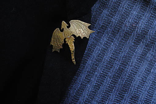 Mosadzná brošňa Drak