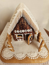 Dekorácie - Medovníková zimná chalúpka - dekór dreva - 17911580_