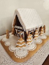 Dekorácie - Medovníková zimná chalúpka - dekór dreva - 17911581_