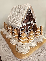 Dekorácie - Medovníková zimná chalúpka - dekór dreva - 17911583_