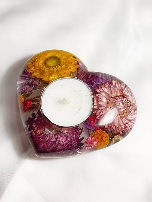 Svietidlá - Priehľadný svietnik “Srdce” (Pestrofarebná) - 17911080_