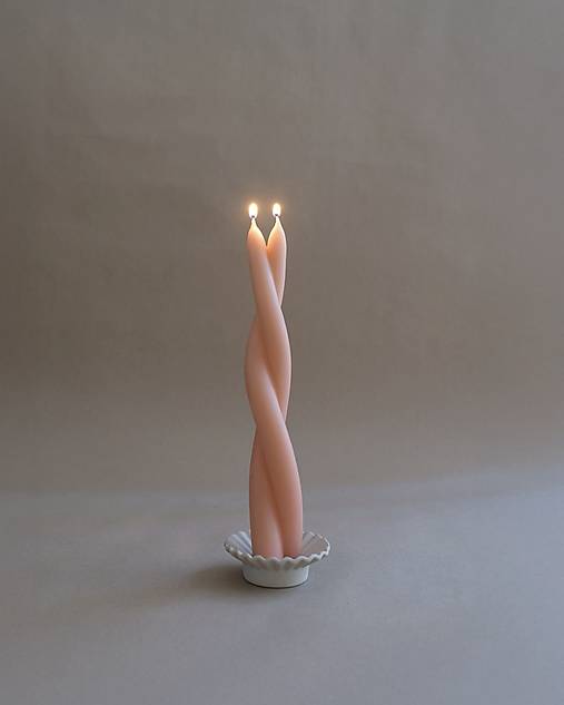 Sviečky - Tāper Dua | Ručne točená sviečka zo včelieho vosku (Ružová) - 17914082_