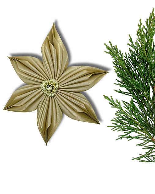 Dekorácie - Vianočná Hviezda zo saténovej stuhy - Aurelia Stella bronzová - 17913092_