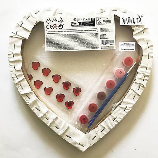 - 50% maľovanie podľa čísel na plátno, 29 cm, srdce, pôvod. cena 10€