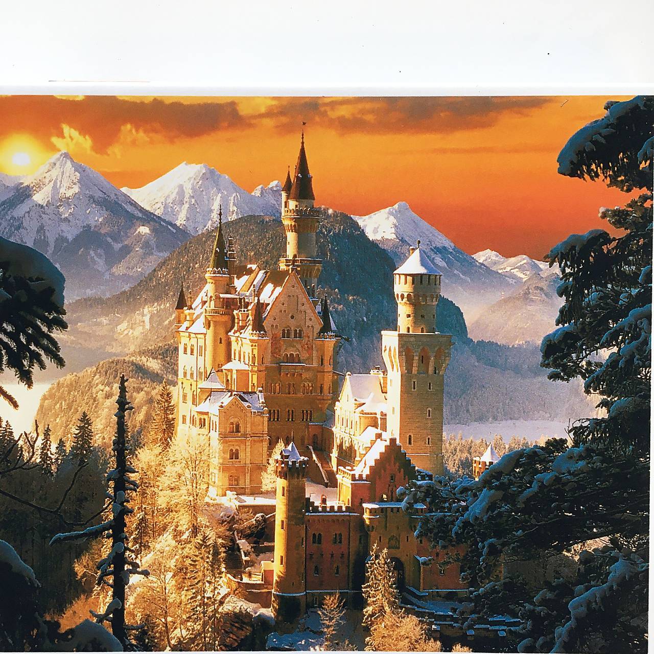 - 50% maľovanie podľa čísel na plátno na ráme, 50x40 cm, pôvod. cena 35€ (Neuschwanstein v zime)