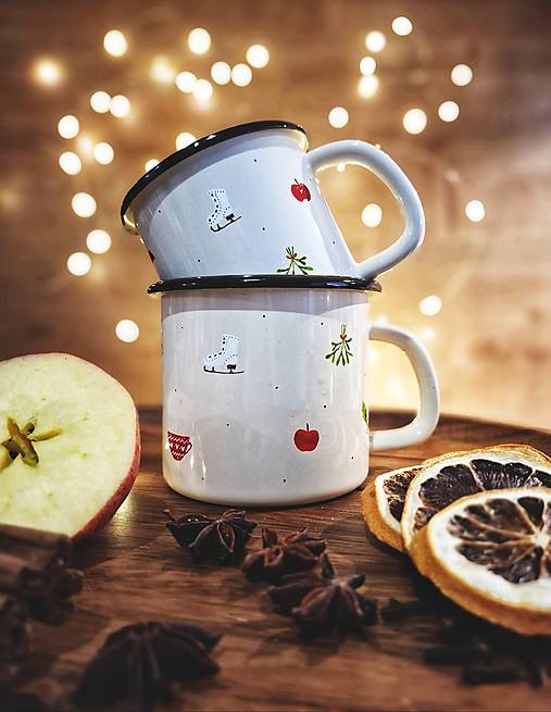 Nádoby - Vianočný smaltovaný hrnček  (500 ml) - 17915775_