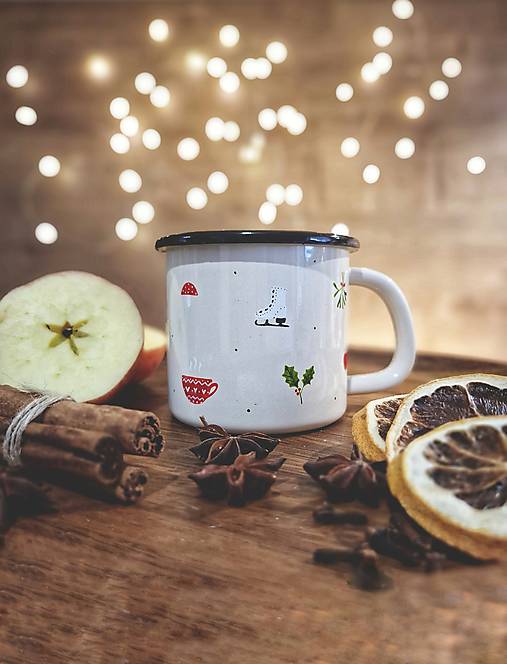 Nádoby - Vianočný smaltovaný hrnček  (350 ml) - 17915809_