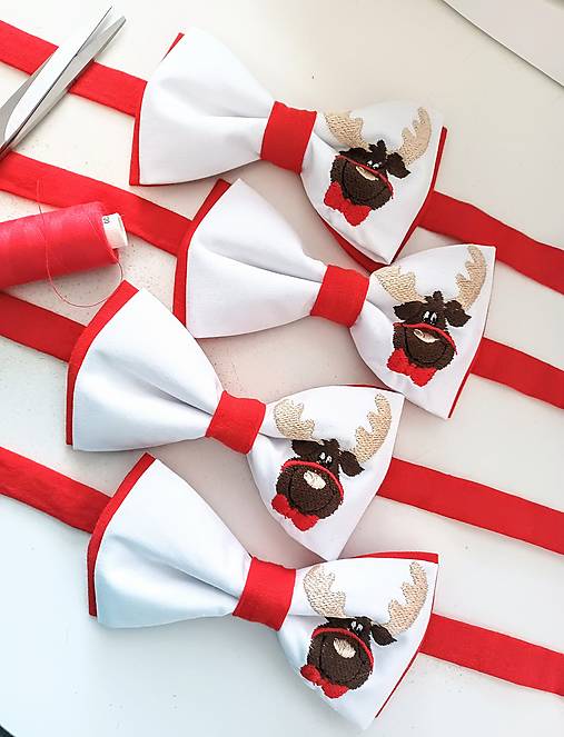 Pánske doplnky - VIANOČNÝ MOTÝLIK - sobík - červený - 17918033_