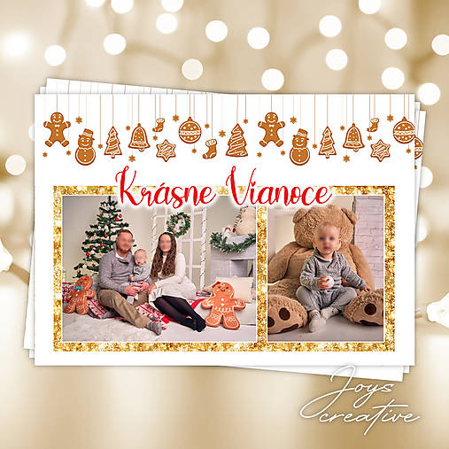 Obojstranná vianočná pohľadnica s fotografiou (medovníčky (min.8ks))