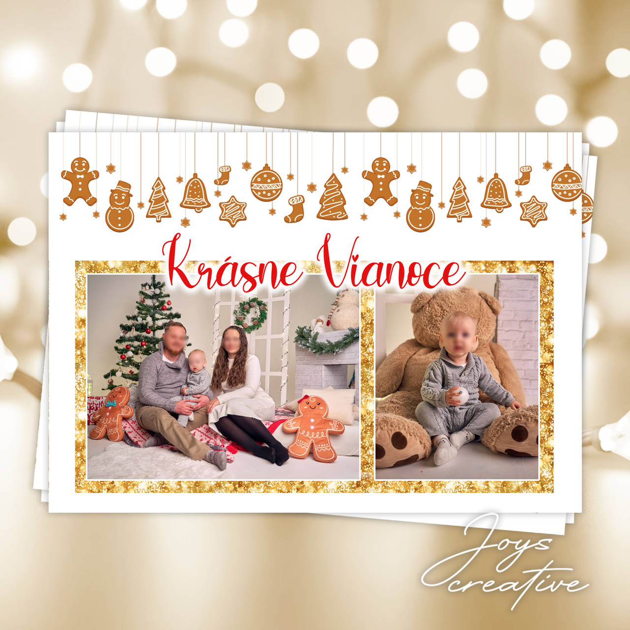 Obojstranná vianočná pohľadnica s fotografiou (medovníčky (min.8ks))