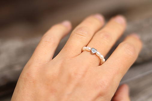 Perlový prsteň srdiečko