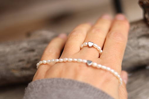 Perlový prsteň srdiečko