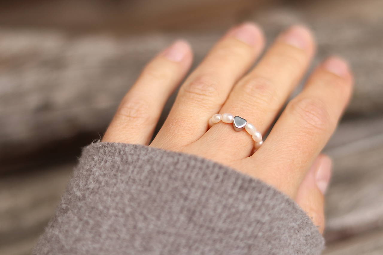 Perlový prsteň srdiečko