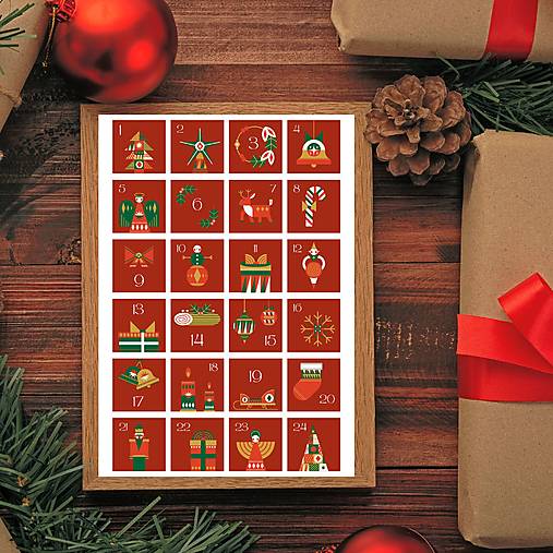 Papiernictvo - Adventné čísla na adventný kalendár PDF červená - 17914280_