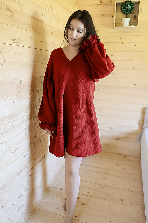 Nočná bielizeň - Nočná košeľa "Kňažná" červená - 17917887_