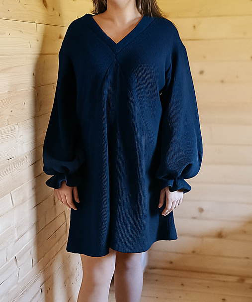 Nočná bielizeň - Nočná košeľa "Kňažná" tmavo modrá - 17918134_