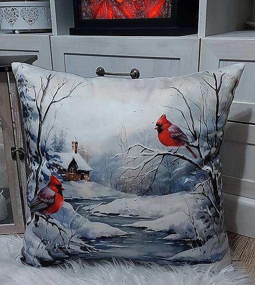 Úžitkový textil - Vianočné obliéčky na vankúše,,vtáčiky" (Obliečka 45 cm) - 17919597_