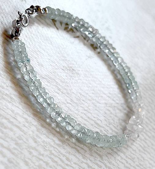 Herkimer Diamond Aquamarine Bracelet AG925 RH Plated / Náramok Herkimer diamant, akvamarín A0023