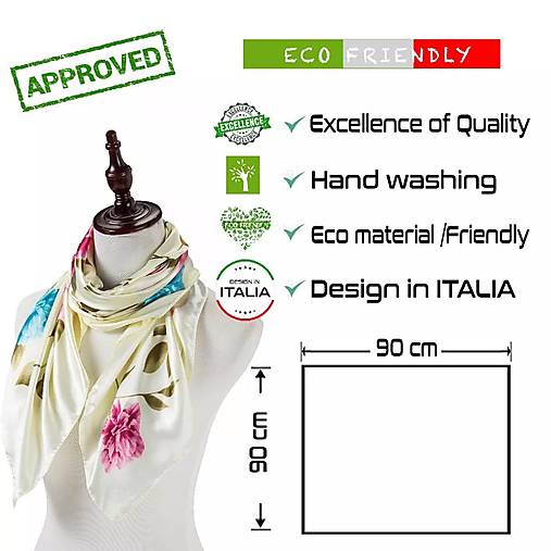 Hodvábna šatka Flora White Zoé