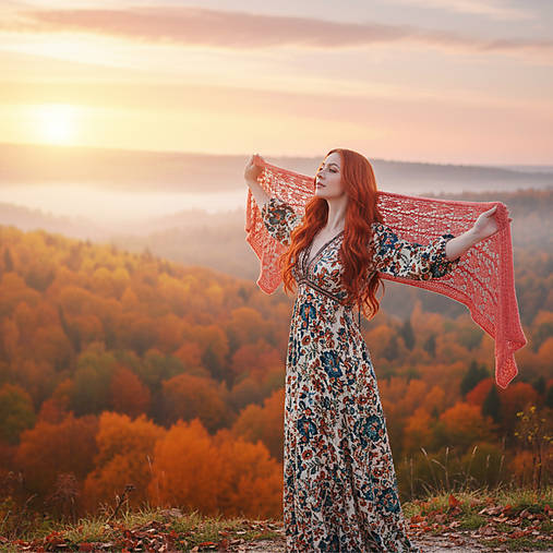 Šatky - Šatka alpaca silk | Coral Beauty - 17920523_