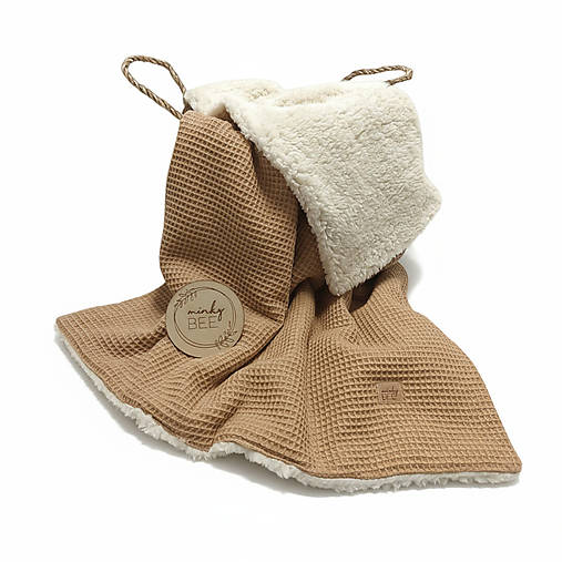 Detská, deka s barančekom vo farbe khaki