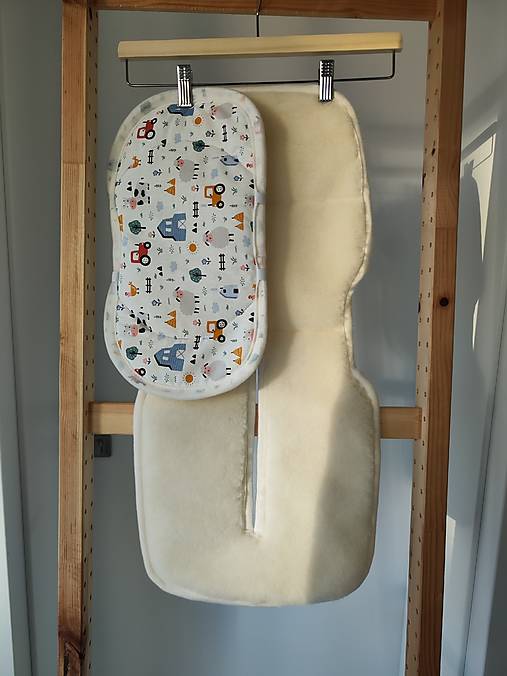 Detský textil - VLNIENKA Vložka proti poteniu do autosedačky JOIE i spin Multiway 100% Merino top super wash Natural Traktor, ovečka, fa - 17920332_