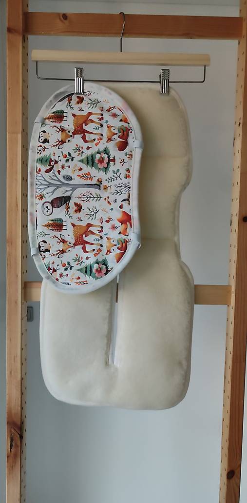 Detský textil - VLNIENKA Podložka do autosedačky Besafe izi Turn i-size 100% Merino Top Super wash Natural  Jelenček, veverička, líška - 17920923_