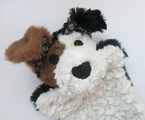 Maňuška psík chlpatý - Čiernobiely s hnedým fliačikom